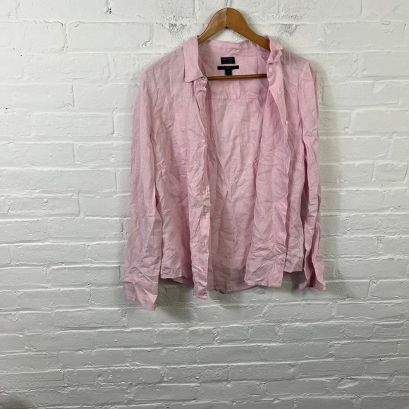 J. Crew Men's Collared Neck Button Down Shirt Long Sleeve Solid Pink Size 12 - Picture 1 of 5